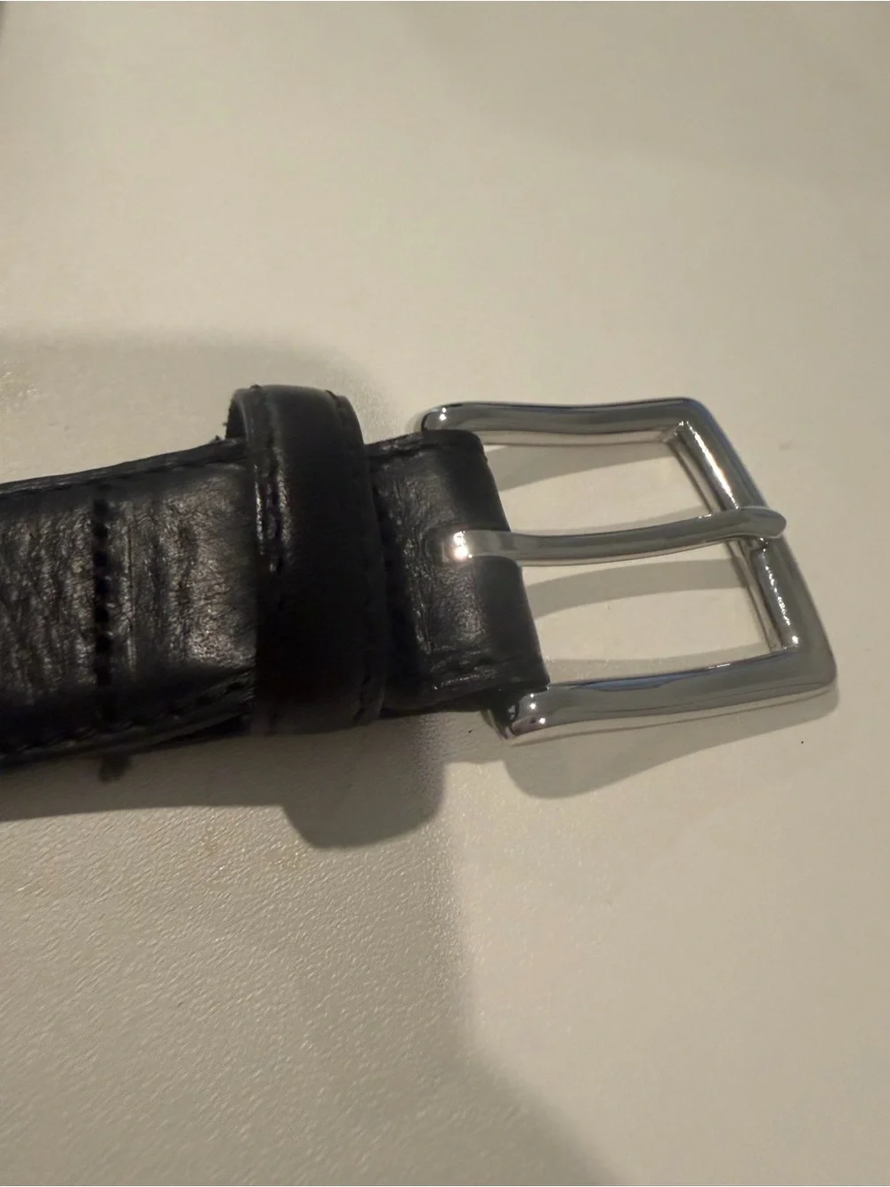 J. Crew Black Leather Belt with Silver Buckle